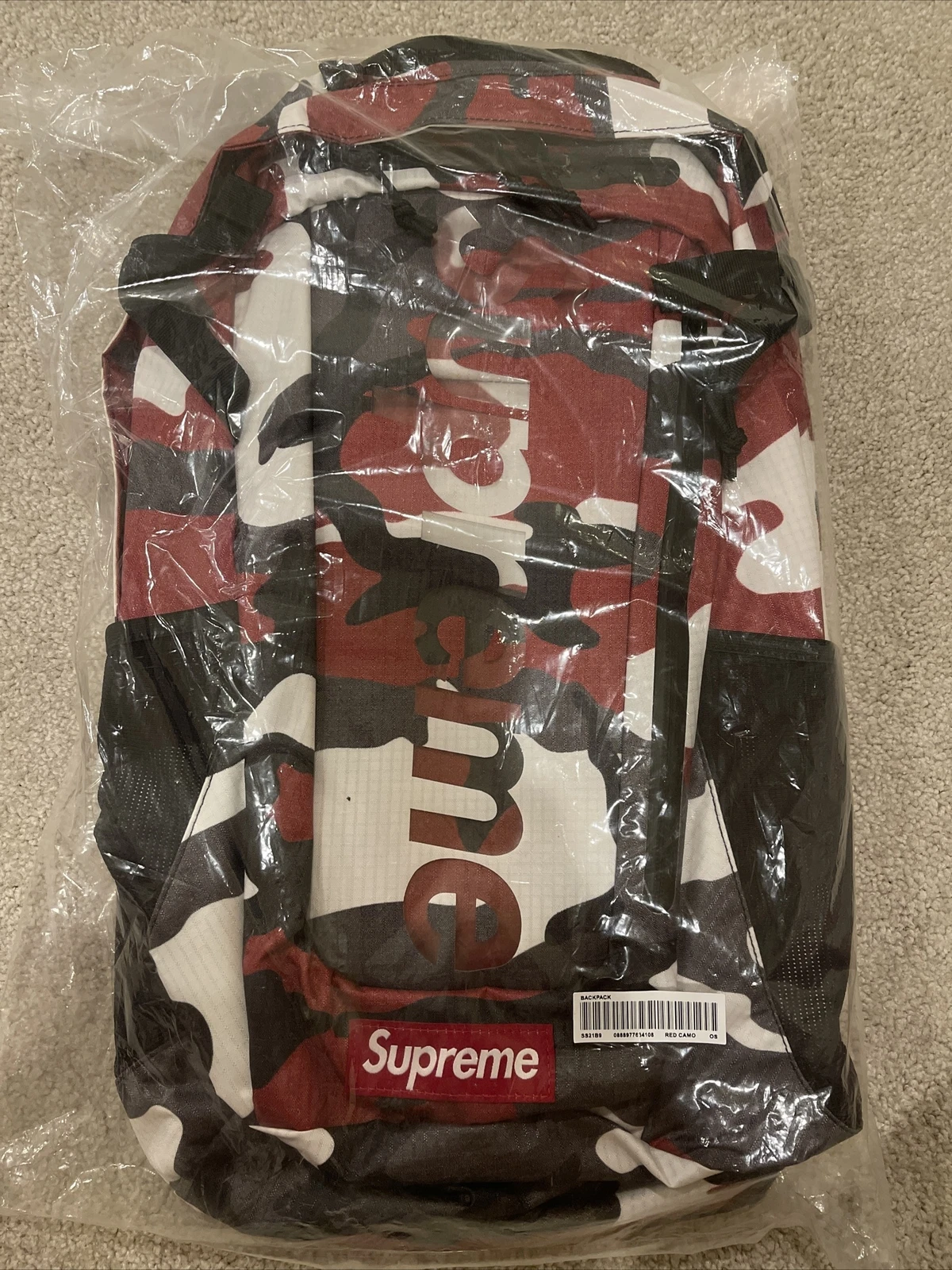Sac à dos authentique Supreme 2021 camouflage rouge noir blanc neuf