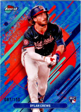 2025 Topps Finest #125 Dylan Crews /150 Blue Refractor RC Rookie Card Nationals. rookie card picture