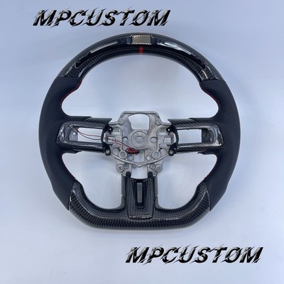 Black leather Carbon Fiber Steering Wheel Fit For Ford Mustang GT350 2015-2017