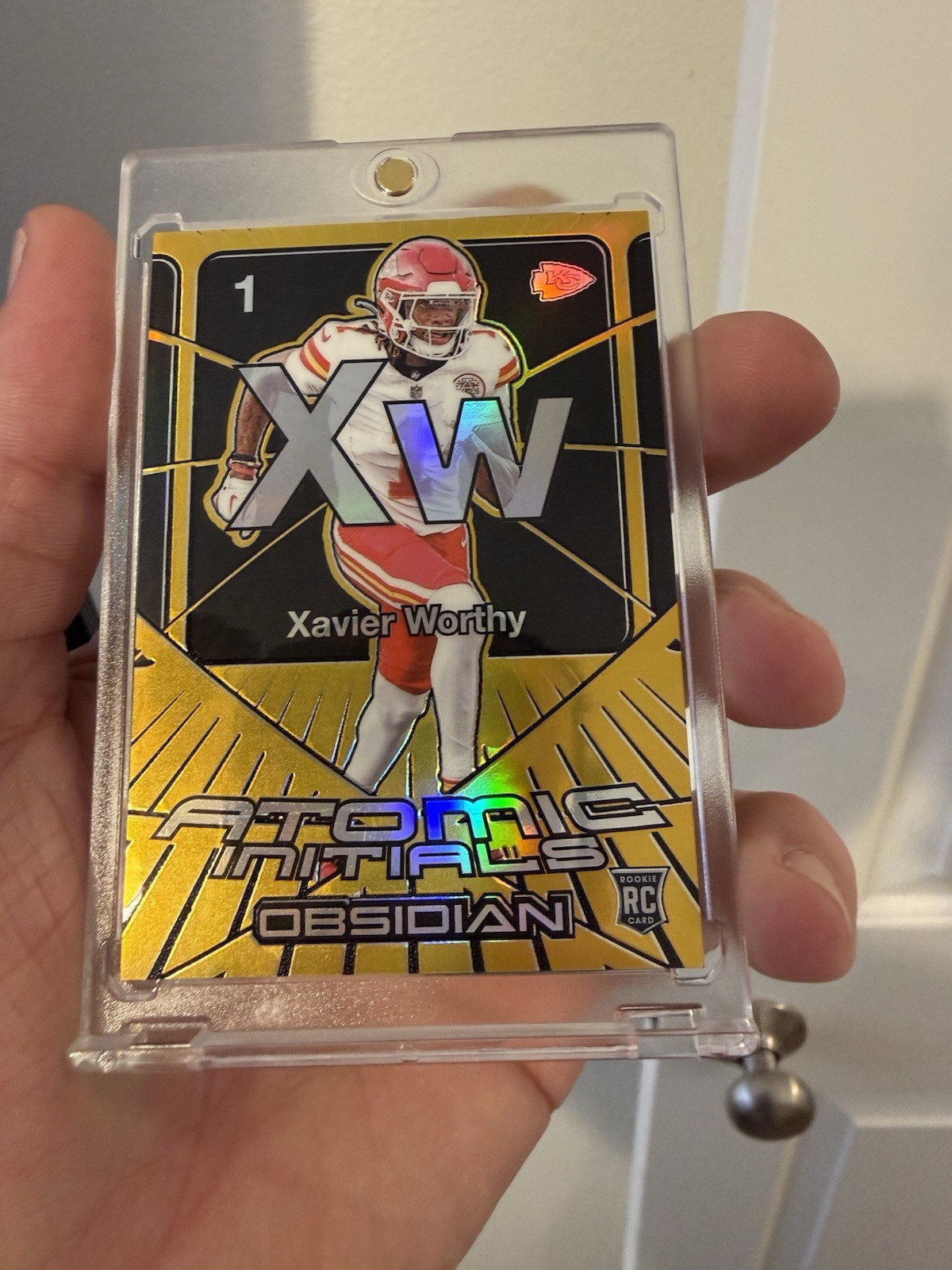 Xavier Worthy Panini Obsidian Atomic Initials #21 Gold