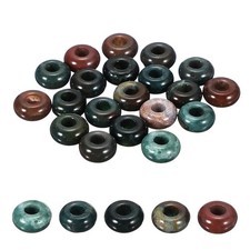 20 Pcs Large Hole Loose Stone Beads Charm, 10mm Rondelle Beads, Green Agate