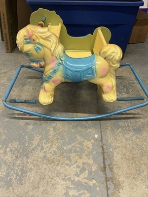 Vintage 1950 Wonder Horse Shoo-Fly ROCKING HORSE PINK YELLOW BLUE