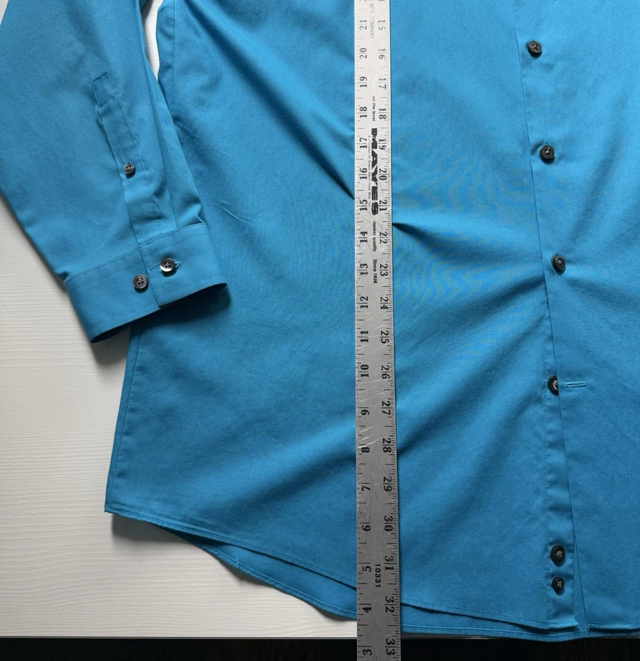Camisa de vestir JF J. Ferrari ajustada con botones XL 17-17 1/2 cuello 34-35 turquesa Foto 4 de 4