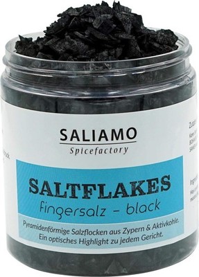 125g Fingersalz Salt Flakes Black, Pyramiden Flakes schwarz, Meersalz mit Akt...