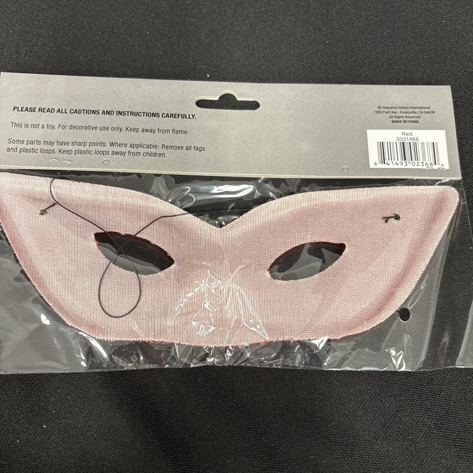 Red Harlequin Mask Adult Halloween Accessory - Image 4 of 4