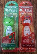 Brush Buddies Poppin' Kid's Toothbrush Toothy Toby Leapin Louie set of 2 NEW