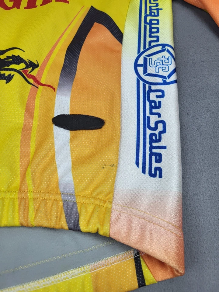 Chaqueta de Ciclismo Santini Para Hombre Mediana Amarilla Aviano Draghi Cremallera Completa Dragón de Fuego Foto 3 de 4