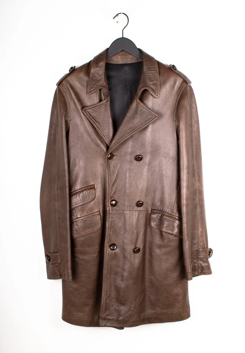 Maison Margiela Brown Leather Outer Shell Coats, Jackets & Vests