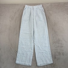 REFORMATION Mason Relaxed Wide Leg Pants 2 Blue White Striped 100 Linen NWOT