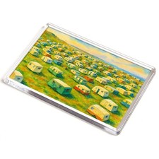 JUMBO MAGNET - The Caravan Site, Trecco Bay, Porthcawl (d) - Vintage Art Style