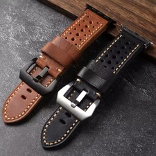 Leather Vintage Breathable Handmade Band For Apple Watch Ultra 2 10 9 8 7 6 5 SE