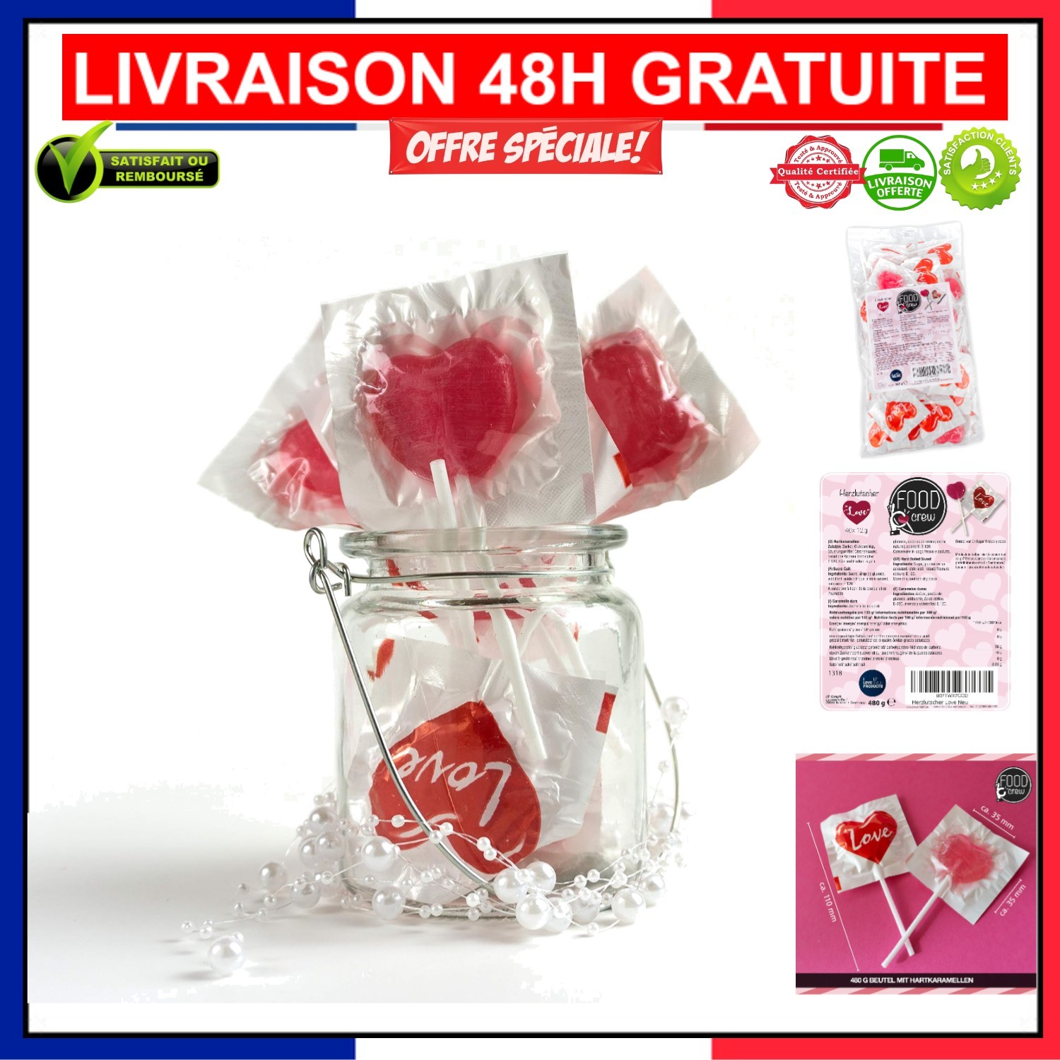 40 Sucettes Cœur Caramel Love pour Célébrer l'Amour et le Partage