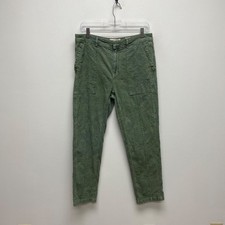 Anthropologie The Wanderer Green Textured Jacquard Pants Tapered Leg Size 29