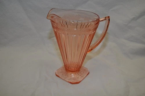 Vintage Jeannette Glass Co. ADAM Pink Depression 8" Pitcher 32oz. Square Base