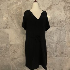 GAP Black Gauze Flutter Sleeve Relaxed Dress L