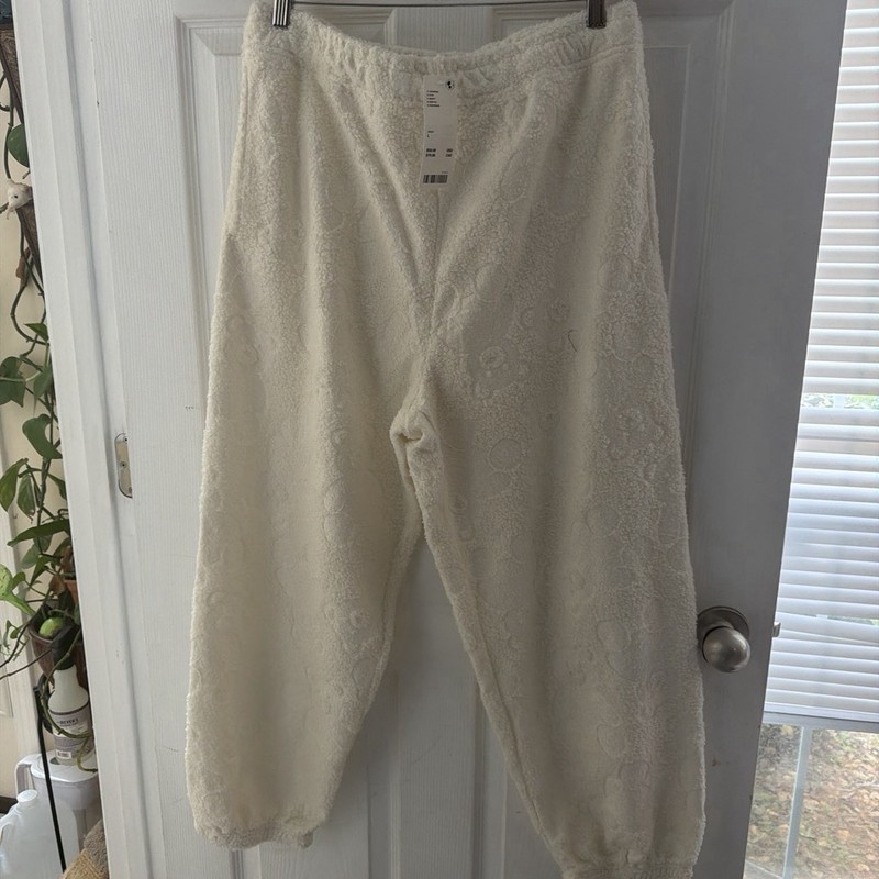 Out From Under Women’s Ivory Teddy Fleece Lounge Sweatpants Regular Size L