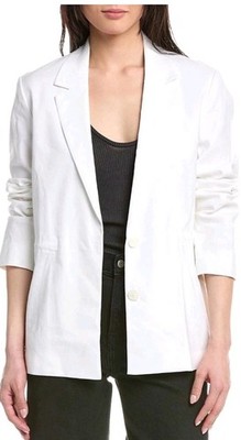  STUNNING Rag & Bone Spencer Ruched Linen Blazer  White Size So Versatile Size 6