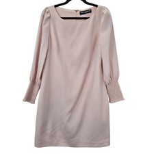 Karl Lagerfeld Paris Dress 8 Pink Shift Puff Sleeve Designer Chic Office Classic