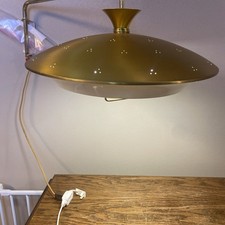 Mcm Wall Mount Atomic Flying Saucer 50s Retractable Hanging Light Fixture Works