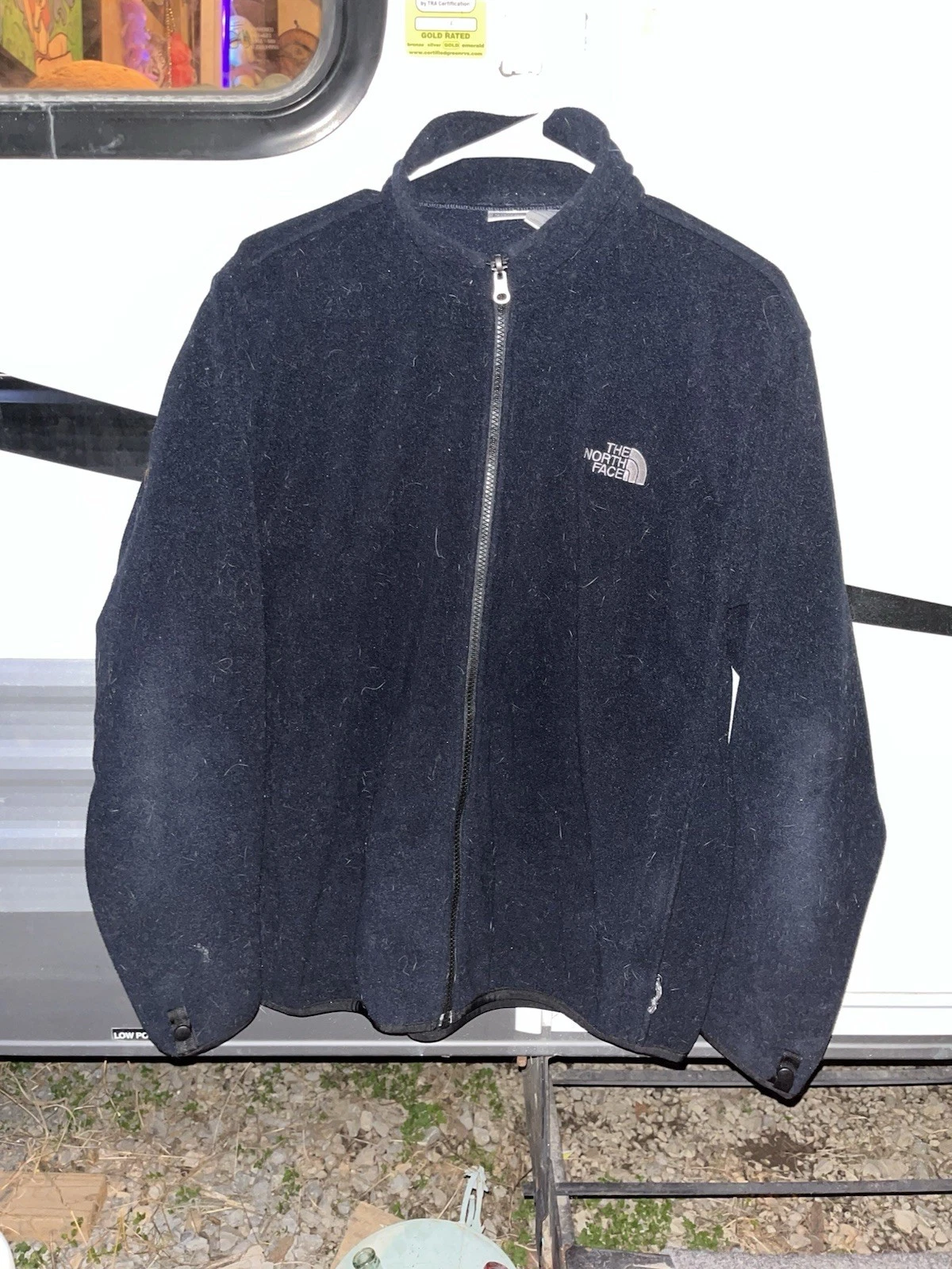 North Face Black Stretch Zip Up Fleece Jacket Mens Large