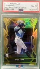 Psa 8 2022 Chronicles Josh Lowe Certified-Mirror Gold Rc #12/25 Sp Rookie