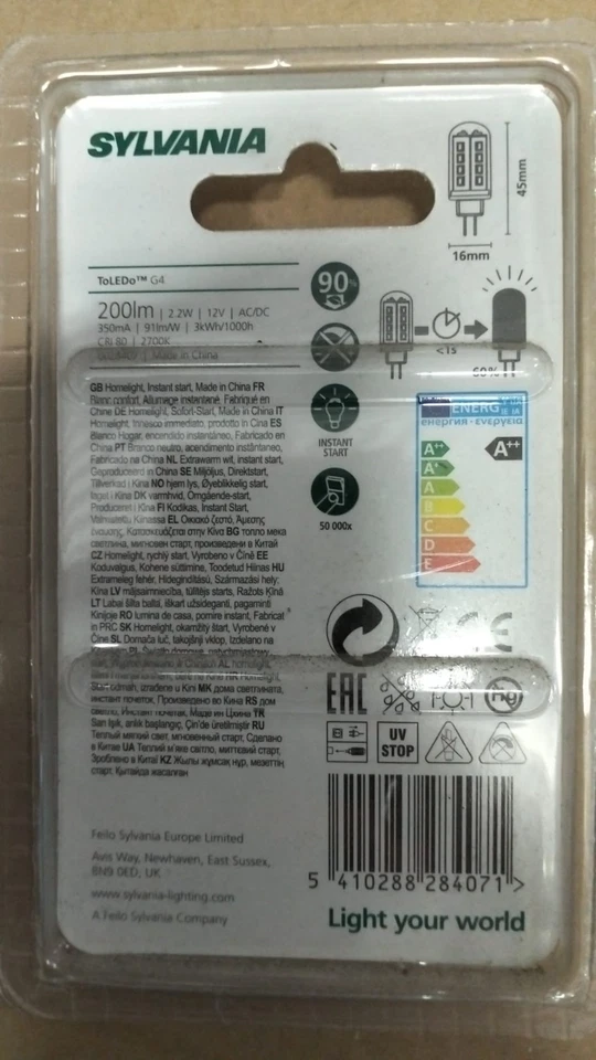 2 x SYLVANIA TOLEDO LED Capsule light bulb, G4 fitting, Warm White (2700K) new - Image 4 of 4