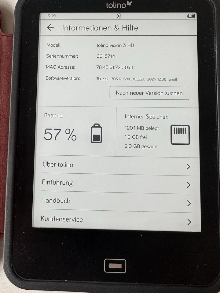 Tolino Vision 3 HD eBook Reader, Schwarz, WLAN, 2GB - Bild 3 von 4