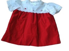 Vintage K.l.l. Baby Dress Girls 18 Mo Red Velvet Short Sleeve Lace Christmas