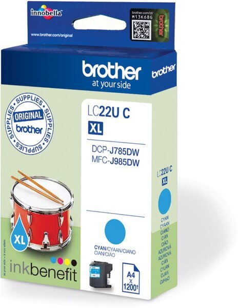 Brother Original LC-22UC Xl Tinte Cyan Blau FüR MFC-J985DW, MFC-J785 Neu Ovp-image