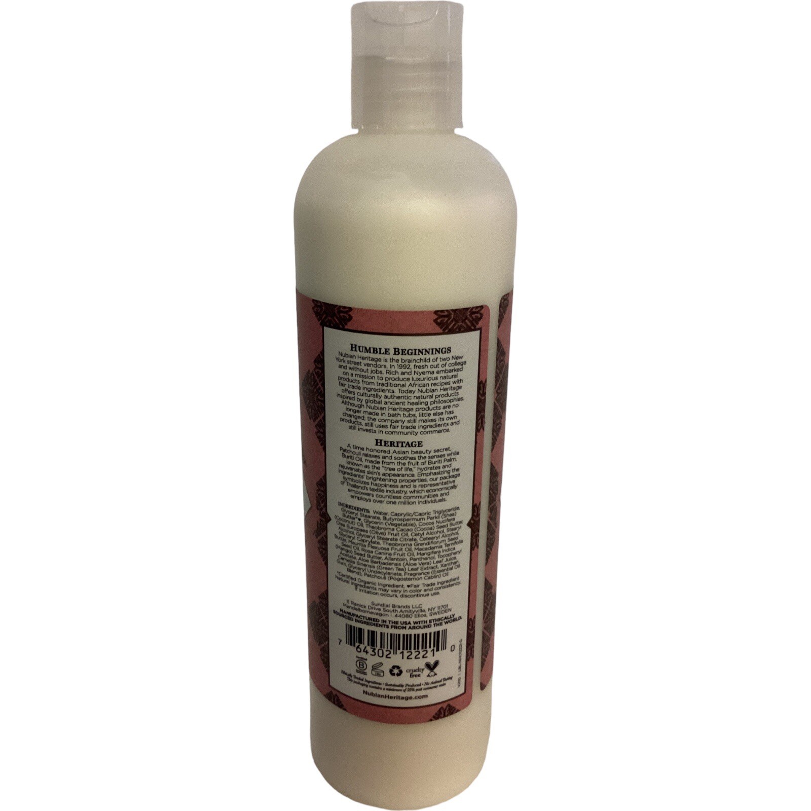 Nubian Heritage Body Lotion Patchouli & Buriti Toning & Uplifting 13 fl oz New