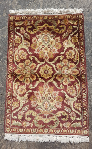 Vintage Hand Made Traditional Rug Oriental Wool Multicolor Carpet 93x60 cm