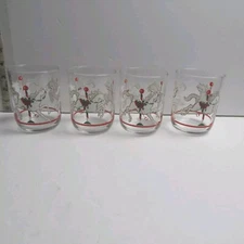 4 Vtg  Libby's Carousel Horses Glasses Tumblers Christmas Highball EUC
