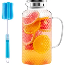 Glass Pitcher with Lid 3.5 L/118 Oz Borosilicate Glass Carafe Jug for water Tea