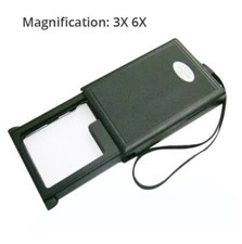3X 6X 45mm LED Slide Pull Out Type Magnifying Glass Pocket Loupe Square Lens