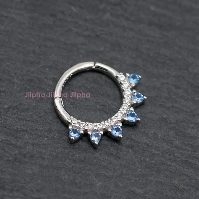 Damen Septum Clicker Daith Ring Creole Nasen Piercing Nasenring 925 Silber A4651 - Bild 1 von 4