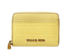 MICHAEL KORS JET SET TRAVEL MD ZA CARD CASE WALLET EXOTIC EMBOSSED BUTTERCUP