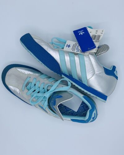 Rare Adidas Samba Super Silver Blue Classic Shoes US10.5