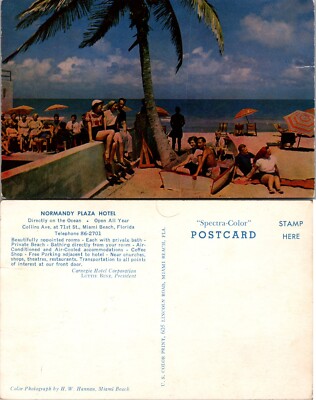 Normandy Plaza Hotel Pool Beach Miami Beach Florida FL Postcard