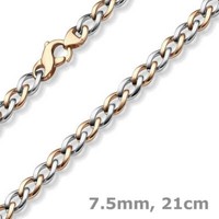 7,5Mm Phantasie Armband Armkette Aus 585 Gold WeißGold Rotgold Bicolor 21Cm