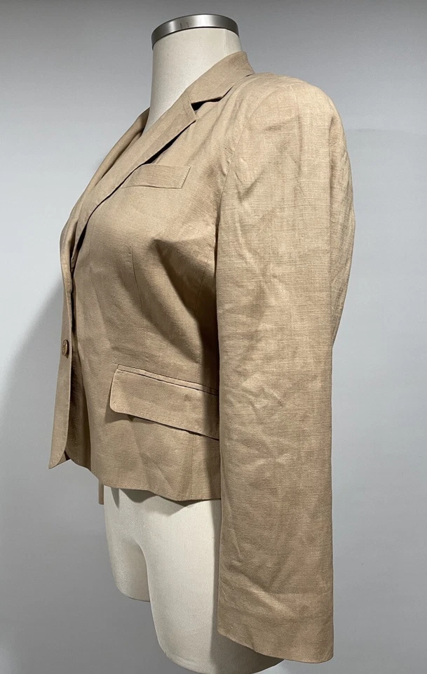 Chaqueta Blazer BILL BLASS Mezcla de Lino ARENA Cosida a Medida Talla 14 PRÍSTINA Foto 2 de 4