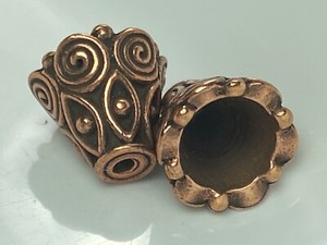 Antiqued Copper Pewter Bead Cap Cone Bali Style 9mm 2 pieces