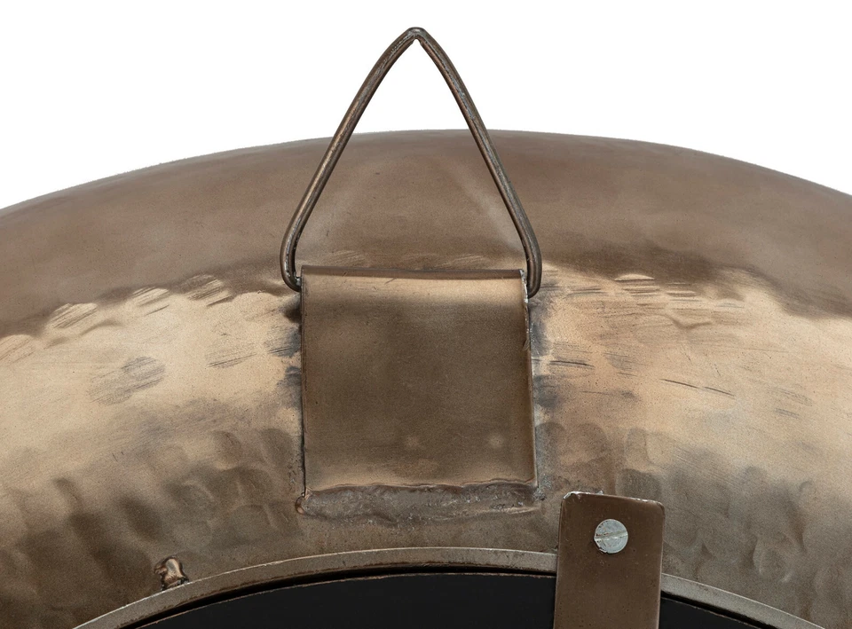 Espejo de pared redondo grande 34,5" color bronce acabado martillado a mano cóncavo con marco Foto 4 de 4