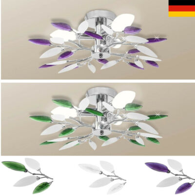 Deckenleuchte Kristall Blätter Deckenlampe Kronleuchter Lampe Leuchte Wohnzimmer