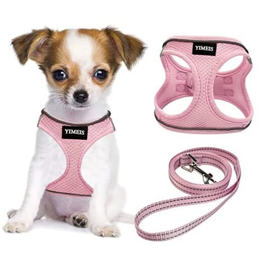 Dog Harness and Leash Set, No Pull Soft Mesh Pet X-Small (Pack of 1) Pink