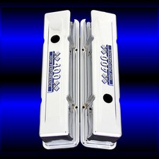 Valve Covers For Small Block Chevy 400 Engines Chrome With 400 Blue Emblems Tall Valve Covers For Small Block Chevy 400 Engines Chrome With 400 Blue Emblems Tall