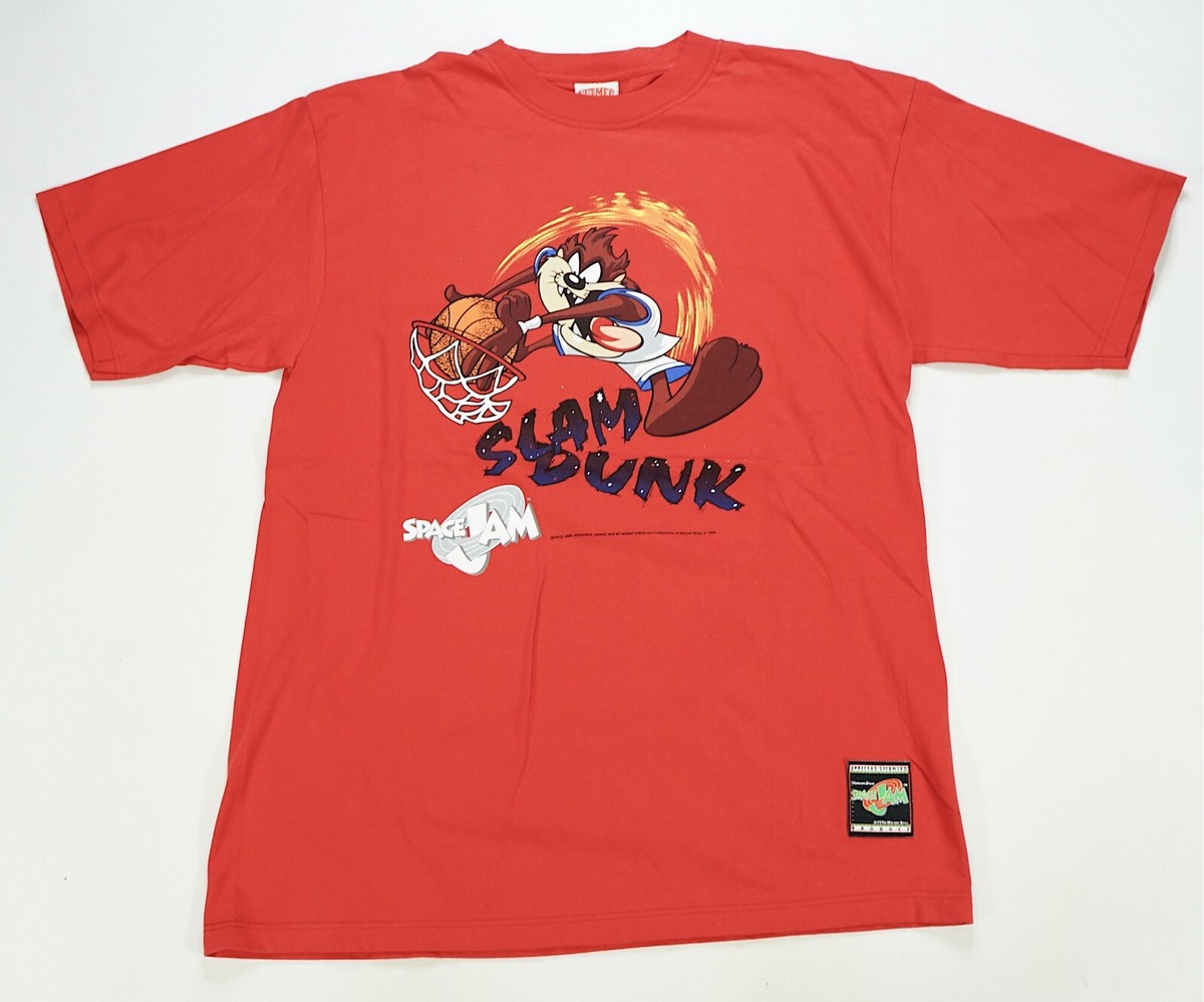 Rare Vintage NUTMEG Space Jam Taz Slam Dunk Looney Tunes 1996 T