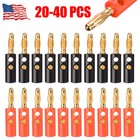 Gold Plated Banana Plugs Audio Jack Speaker Wire Cable Screw Connector 4mm