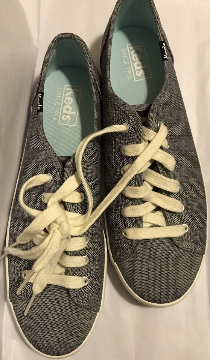 Nice Keds Kickstart Chambray Stripe Tennis Shoe Excellent Size