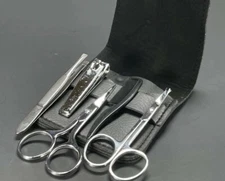 Nail Clipper Scissors For Men Beard Mustache Nose Hair Trimming Travel Comb Kit