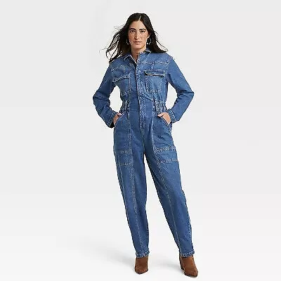 Denim boiler top suit womens